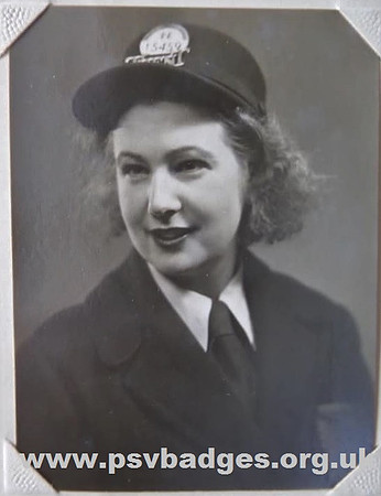 EE 15459 Trent Motor Traction Co. Conductress Thelma Topliss. The practise of wearing the PSV Badge on the cap is evident. © Tim Cox