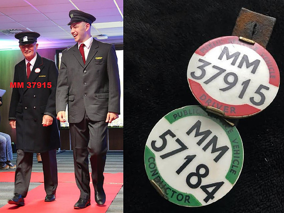 MM 57184 Conductor. MM 37915 drivers badge being worn by the Driver on the left.