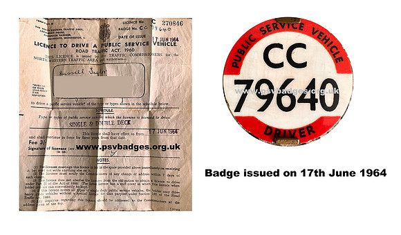 CC 79640 Badge and Licence.