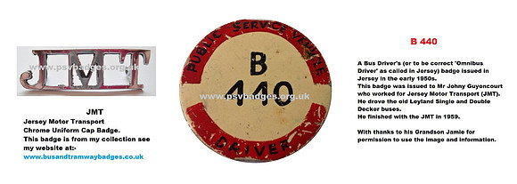 B 440 Jersey Omnibus Drivers Badge