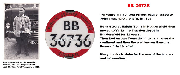 BB 36736 issued to John Shaw in 1956