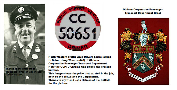 CC 50651 Driver Harry Weems. Oldham Corporation Passenger Transport Dept.