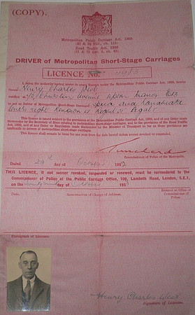 11983 Driver of Metropolitan Short Stage Carriage. Licence.