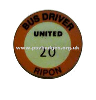 United Automobile Services Ripon Depot Badge 20 issued to Martin Counter