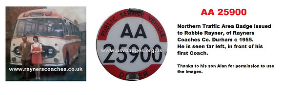 AA 25900 issued c1955 to Robbie Rayner.