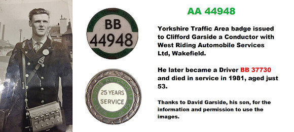 BB 44948 West Riding Automobile  Conductor Clifford Garside