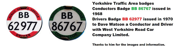 BB 62977 Driver. BB 86767 Conductor issued to Dave Watson WYRCC