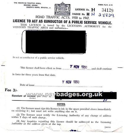 HH 25829 Conductors Licence