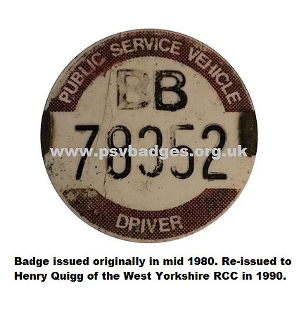 BB 78352 Well worn plastic embossed badge, issued originally in 1980.