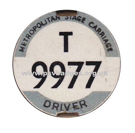 T 9977 Metropolitan Stage Carriage Drivers badge