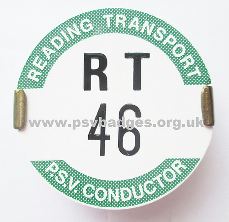 RT 46 - Reading Transport issued Conductors badge.