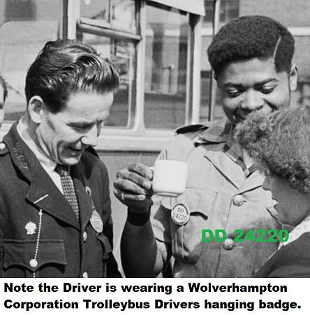 DD 24220 Wolverhampton Corporation Conductor. Plus a Trolleybus Driver wearing a trolleybus licence badge.