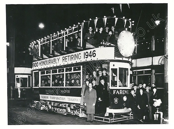 Last Day of Oldham trams. Number 4 waiting to depart from the Depot with the dignitaries on board.