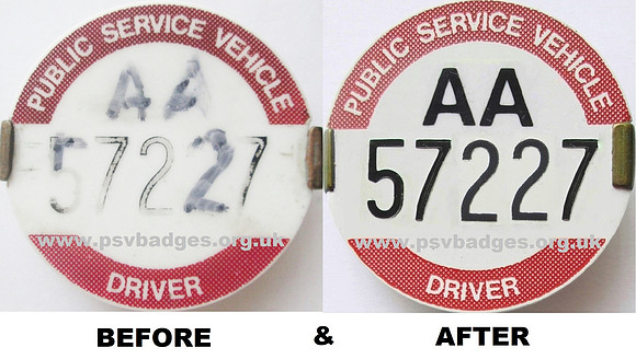 AA 57227 before and after. See my Replica badges page.