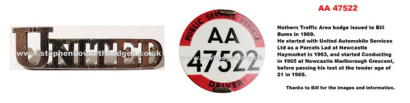 AA 47522 Issued to Bill Burns United Automobile Services in 1969