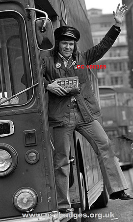 CC 100365 Drivers badge. I believe this is some footballer dressed as a Liverpool Bus Conductor.