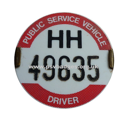 HH 49635 Plastic embossed style. One of the first embossed badges for this area.