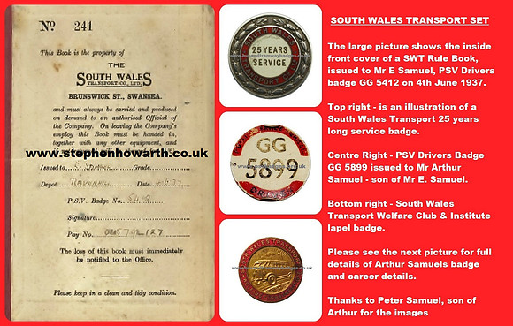 GG 5899 issued to Arthur Samuel of South Wales Transport Co. Ltd.