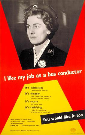 N 51386 Advertising the job as a bus conductor