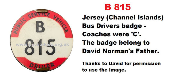 B 815 Jersey Omnibus Drivers badge
