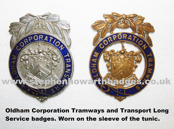 Oldham Corporation Tramways and Transport Long Service badges