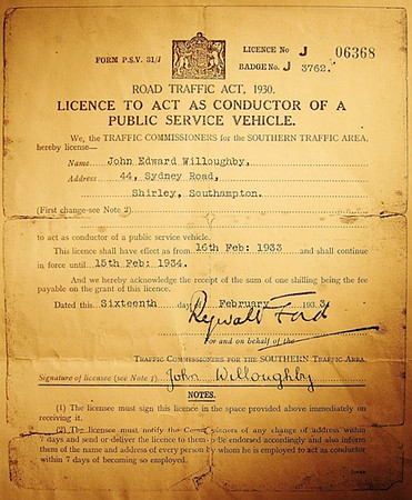 J 3762 Southern Traffic Area Conductors Licence