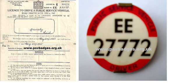 EE 27772 licence and badge