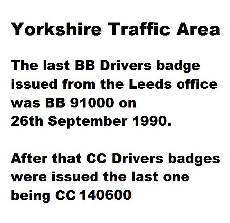 Last BB Drivers badge issued from the Leeds office.