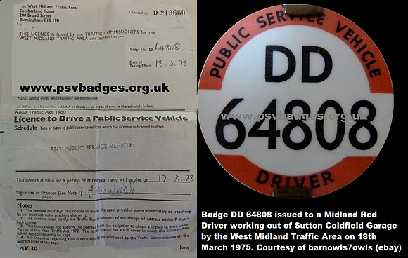 DD 64808 badge and licence