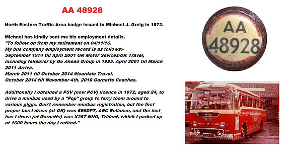 AA 48928 issued to  Michael J Greig in 1972.