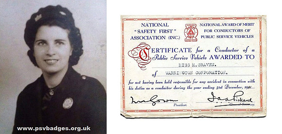 CC 23577 Warrington Corporation Wartime Conductress Miss M. Craven