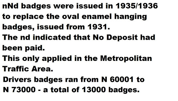 Drivers nd badges numbers N 60001 to N 73000