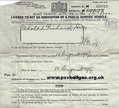 N 19702 Conductors licence