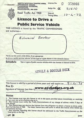 CC 21610 Driving Licence Edward Barber NWRCC.