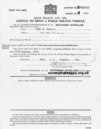 M 2522 licence issued 18th August 1931