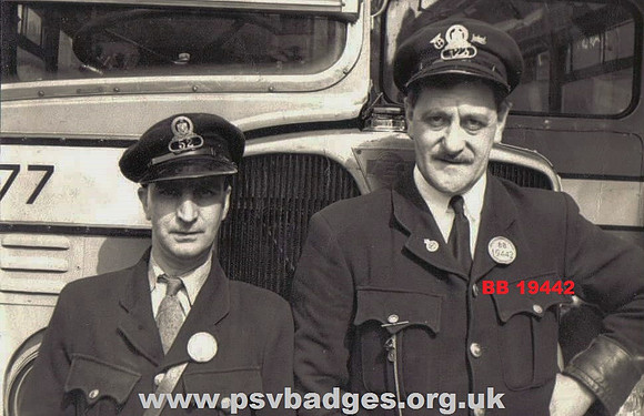 BB 19442 Halifax Driver and Conductor. Note the numbered cap badges. Drvs had odd numbers Cond even.