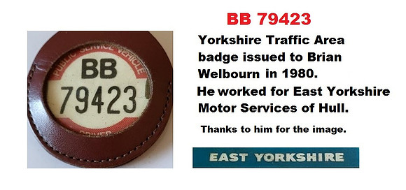 BB 79423 Issued to Brian Welbourn a Driver with EYMS in 1980