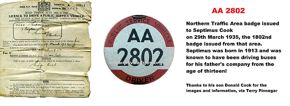 AA 2802 badge and  licence.