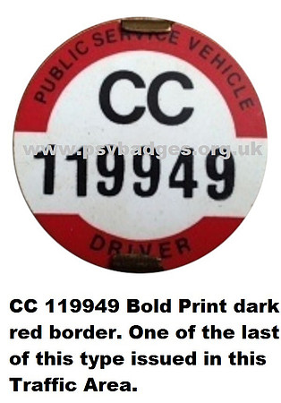CC 119949 Bold Print dark red border. One of the last of this type issued in this Traffic Area.